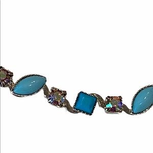 Turquoise blue iridescent necklace & earrings set